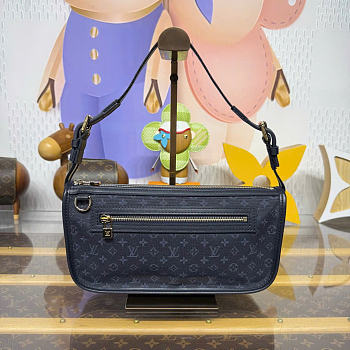 Kitlife Louis Vuitton Monogram Mini Lin Pochette Bag Dark Blue Denim M92331 29x7x15cm