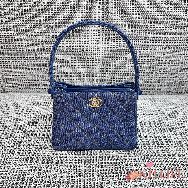 Kitlife Chanel Vintage Gemini Handbag Dark Blue Denim 18x13x7cm  - 1