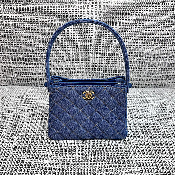 Kitlife Chanel Vintage Gemini Handbag Dark Blue Denim 18x13x7cm 