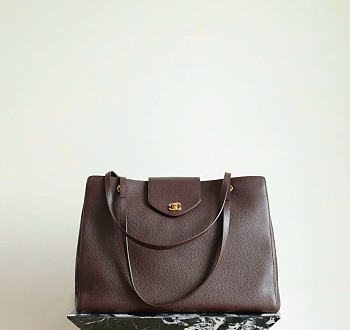 Kitlife Chanel Large Shopping Tote Dark Brown Leather 36x46x20cm