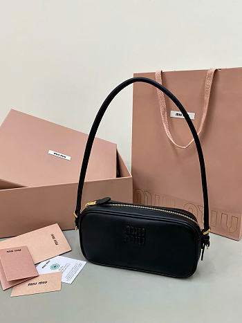 Kitlife Miu Miu Black Leather Pouch 22×13×10.5cm