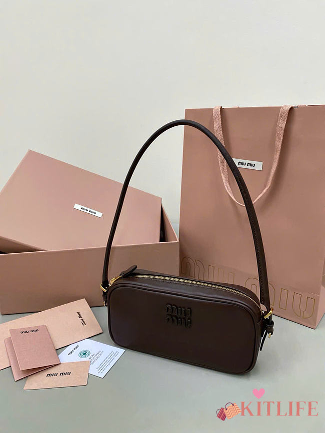Kitlife Chanel Mini V-Flap Hobo Bag Dark Brown 16x22x7.8cm - 1