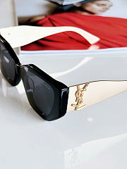 Kitlife Saint Laurent 26S Gold-Lettered French Cat-Eye Sunglasses Black & White - 2