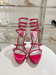 Kitlife Rene Caovilla Margot Rhinestone Snake-Wrap Platform Sandals Dark Pink 140mm - 6