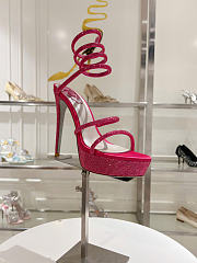 Kitlife Rene Caovilla Margot Rhinestone Snake-Wrap Platform Sandals Dark Pink 140mm - 5
