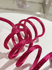 Kitlife Rene Caovilla Margot Rhinestone Snake-Wrap Platform Sandals Dark Pink 140mm - 3