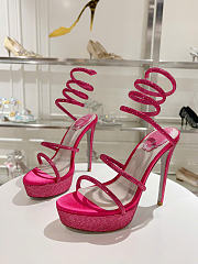 Kitlife Rene Caovilla Margot Rhinestone Snake-Wrap Platform Sandals Dark Pink 140mm - 2