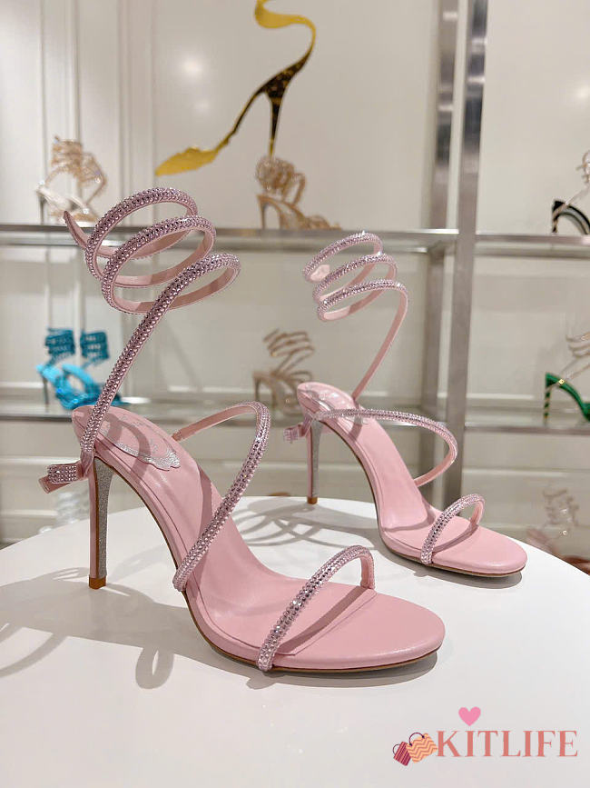 Kitlife Rene Caovilla Cleo Sandals Light Pink 100mm - 1