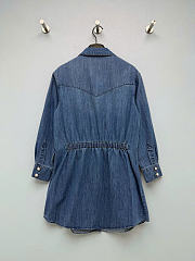 Kitlife Valentino Blue Denim Polka-Dot Bow Shirt Dress - 5