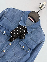 Kitlife Valentino Blue Denim Polka-Dot Bow Shirt Dress - 4