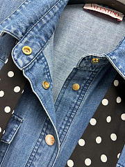 Kitlife Valentino Blue Denim Polka-Dot Bow Shirt Dress - 3