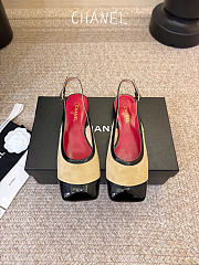 Kitlife Chanel CC Lambskin Slingbacks Mules Patent Beige Suede Square Toe Flats - 1