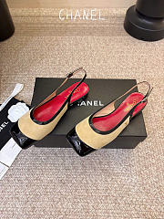 Kitlife Chanel CC Lambskin Slingbacks Mules Patent Beige Suede Square Toe Flats - 3
