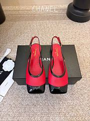 Kitlife Chanel CC Lambskin Slingbacks Mules Patent Red Suede Square Toe Flats  - 1