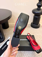 Kitlife Chanel CC Lambskin Slingbacks Mules Patent Red Suede Square Toe Flats  - 6