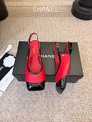Kitlife Chanel CC Lambskin Slingbacks Mules Patent Red Suede Square Toe Flats  - 5
