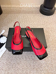 Kitlife Chanel CC Lambskin Slingbacks Mules Patent Red Suede Square Toe Flats  - 4