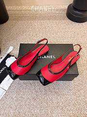 Kitlife Chanel CC Lambskin Slingbacks Mules Patent Red Suede Square Toe Flats  - 2