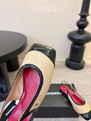 Kitlife Chanel CC Lambskin Slingbacks Mules Patent Beige Calfskin Square Toe Flats - 6