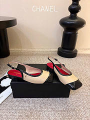 Kitlife Chanel CC Lambskin Slingbacks Mules Patent Beige Calfskin Square Toe Flats - 5