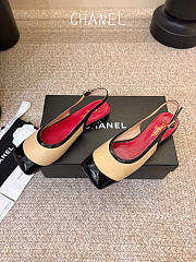 Kitlife Chanel CC Lambskin Slingbacks Mules Patent Beige Calfskin Square Toe Flats - 2