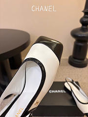 Kitlife Chanel CC Lambskin Slingbacks Mules Patent White Calfskin Square Toe Flats - 6