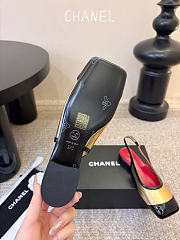 Kitlife Chanel CC Lambskin Slingbacks Mules Patent Gold Calfskin Square Toe Flats  - 6