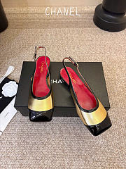 Kitlife Chanel CC Lambskin Slingbacks Mules Patent Gold Calfskin Square Toe Flats  - 3