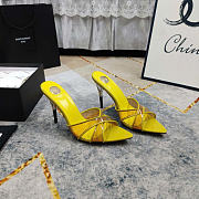 Kitlife Saint Laurent High-heeled Mules With Crossover Straps Yellow 105mm - 1