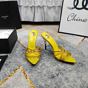 Kitlife Saint Laurent High-heeled Mules With Crossover Straps Yellow 105mm - 6