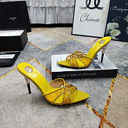 Kitlife Saint Laurent High-heeled Mules With Crossover Straps Yellow 105mm - 5