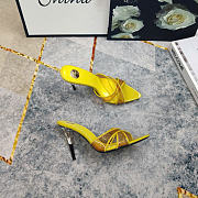 Kitlife Saint Laurent High-heeled Mules With Crossover Straps Yellow 105mm - 4