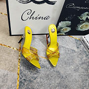 Kitlife Saint Laurent High-heeled Mules With Crossover Straps Yellow 105mm - 2