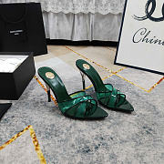 Kitlife Saint Laurent High-heeled Mules With Crossover Straps Green 105mm - 1