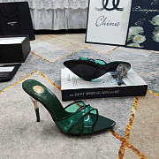 Kitlife Saint Laurent High-heeled Mules With Crossover Straps Green 105mm - 6