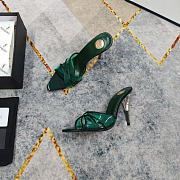 Kitlife Saint Laurent High-heeled Mules With Crossover Straps Green 105mm - 5