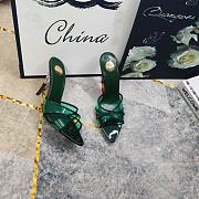 Kitlife Saint Laurent High-heeled Mules With Crossover Straps Green 105mm - 4