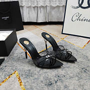 Kitlife Saint Laurent High-heeled Mules With Crossover Straps Black 105mm  - 1
