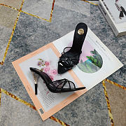 Kitlife Saint Laurent High-heeled Mules With Crossover Straps Black 105mm  - 2