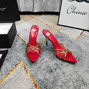 Kitlife Saint Laurent High-heeled Mules With Crossover Straps Red 105mm - 1