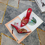 Kitlife Saint Laurent High-heeled Mules With Crossover Straps Red 105mm - 4