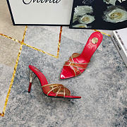 Kitlife Saint Laurent High-heeled Mules With Crossover Straps Red 105mm - 3