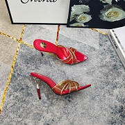 Kitlife Saint Laurent High-heeled Mules With Crossover Straps Red 105mm - 2