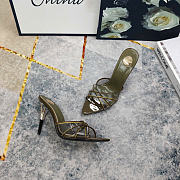 Kitlife Saint Laurent High-heeled Mules With Crossover Straps Green Khaki 105mm - 4