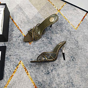 Kitlife Saint Laurent High-heeled Mules With Crossover Straps Green Khaki 105mm - 3