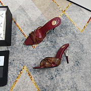 Kitlife Saint Laurent High-heeled Mules With Crossover Straps Burgundy 105mm  - 5
