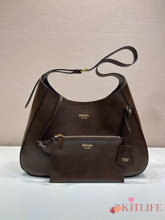 Kitlife Prada Boogie Large Leather Bag Dark Brown 1BC299 40x24.5x9cm  - 1