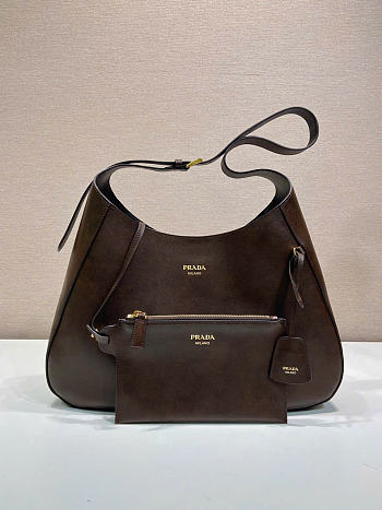 Kitlife Prada Boogie Large Leather Bag Dark Brown 1BC299 40x24.5x9cm 