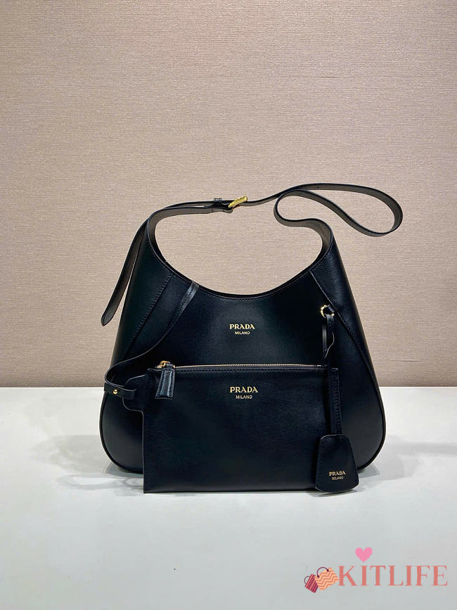 Kitlife Prada Boogie Medium Leather Bag Black 1BC300 33x22x8cm - 1
