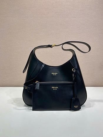 Kitlife Prada Boogie Medium Leather Bag Black 1BC300 33x22x8cm